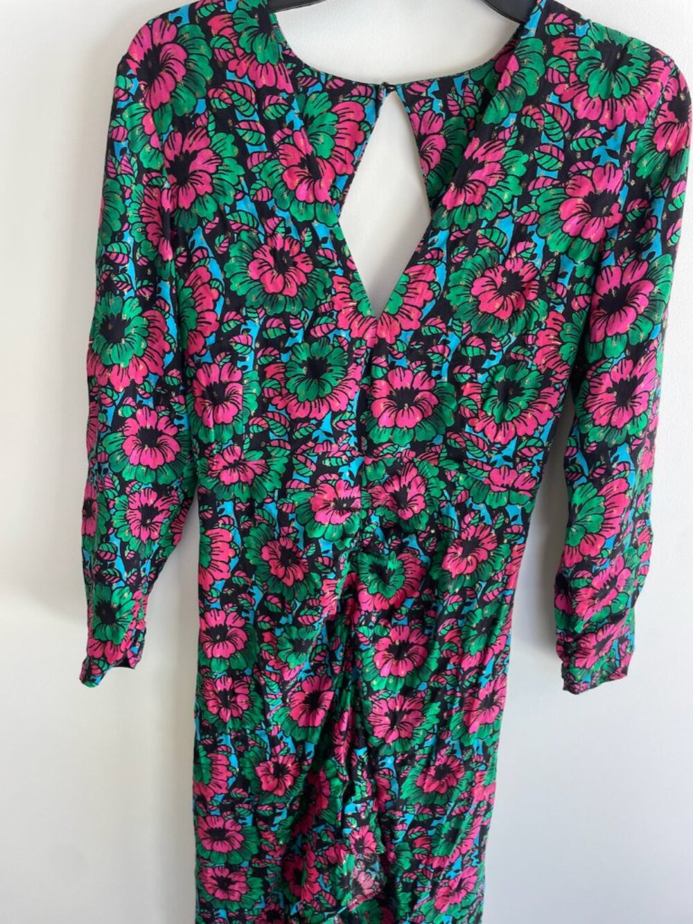 NWT RIXO London Pink Green Floral Backless Maxi Dress XS